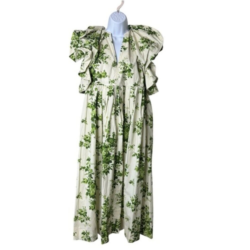 Tuckernuck NEW Limelight Bouquet Mariana Ruffle Formal Green Midi Dress Size S - Picture 4 of 11